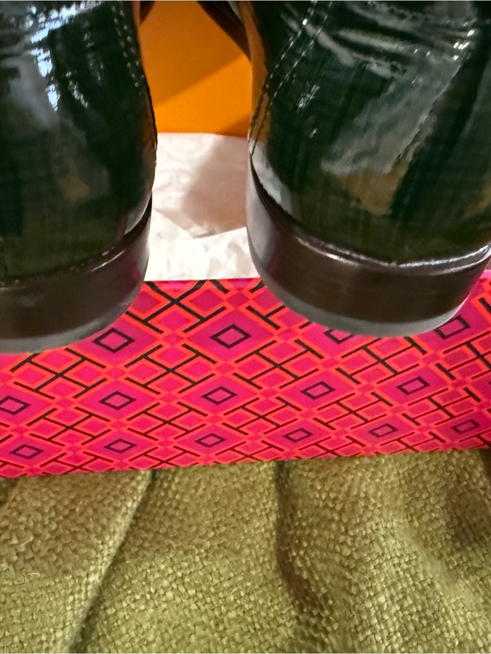 Tory Burch Textured Patent Leather Classic Loafers Dark Everglade Green size 10M - Picture 12 of 16
